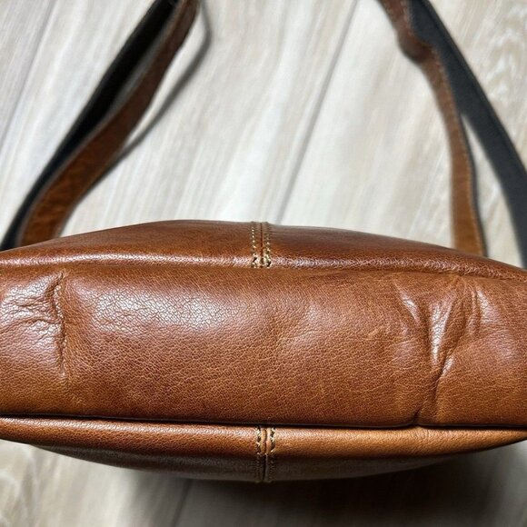 Jack George Brown Zippered Slim Compact Leather Crossbody Bag - Picture 8 of 16
